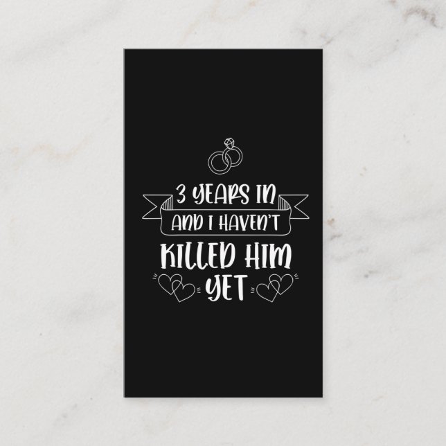 Carte De Visite 3 ans de mari épouse 3e anniversaire Mariage (Devant)