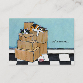 Carte De Visite 3 chats et boîtes | nous avons déplacé le