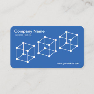 Carte De Visite 3 cubes isométriques - Blanc sur bleu bleu