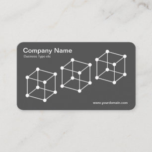 Carte De Visite 3 cubes isométriques - blanc sur gris