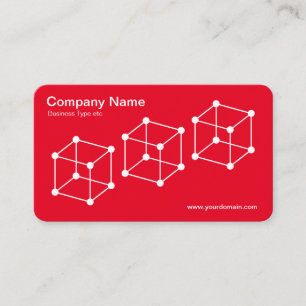 Carte De Visite 3 cubes isométriques - Blanc sur rouge