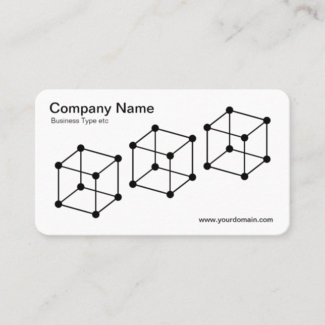 Carte De Visite 3 cubes isométriques - Noir sur Blanc (Devant)