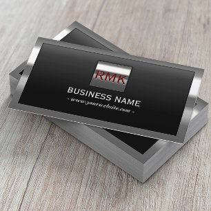 Carte De Visite 3 initiales Monogramme Métal moderne encadré