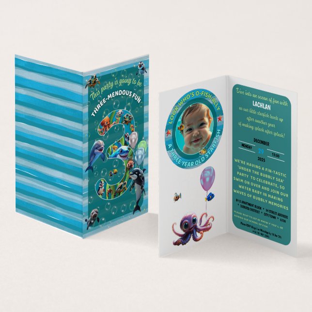 Carte De Visite 3-Mendous Party Custom Vertical Birthday Invite (Intérieur et extérieur)