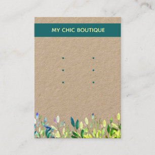 Carte De Visite 3 paires Présentoir Kraft Floral Teal pour boucles