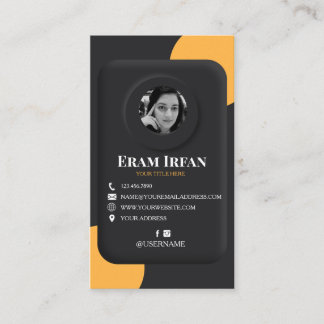 Carte de visite 3D élégant noir et jaune