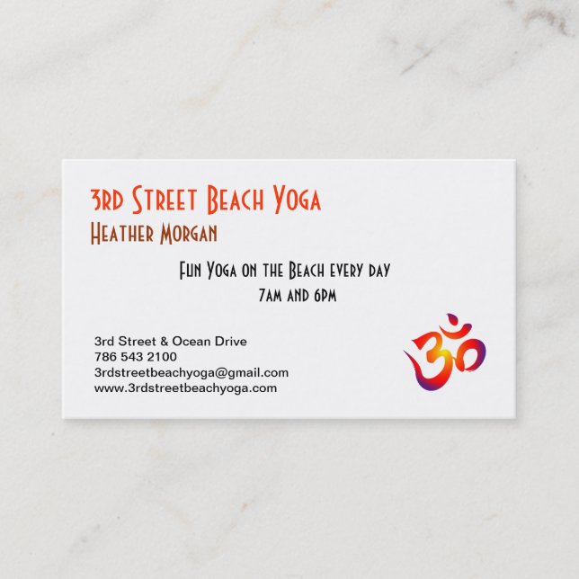 Carte De Visite 3ème Yoga de plage de rue (Devant)