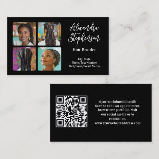 Carte De Visite 4 Photo Instagram Coiffeuse tresseuse QR Code