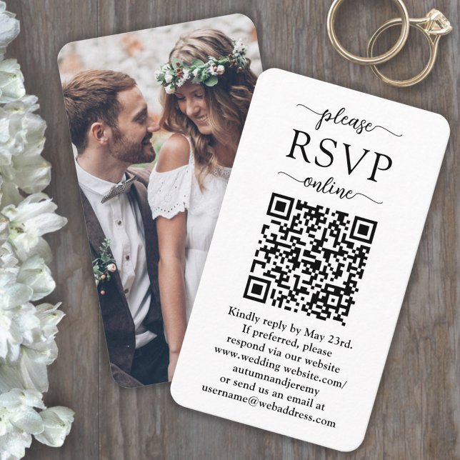 Carte De Visite 50 enveloppes de mariage avec QR code de réponse e (Créateur téléchargé)