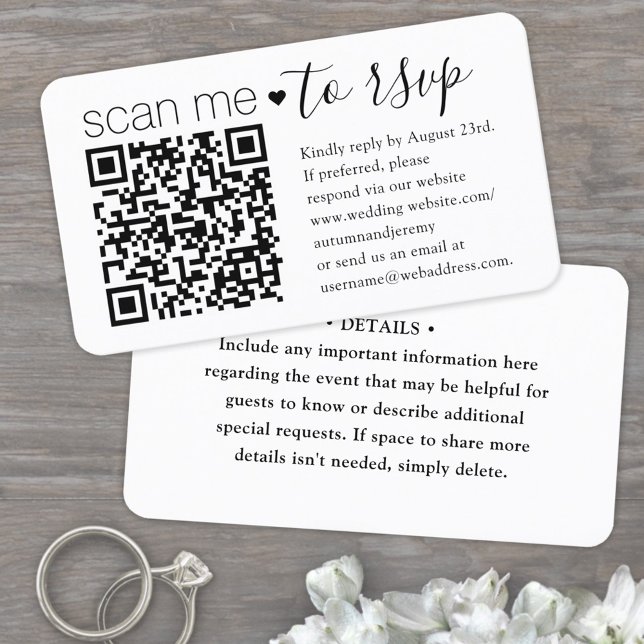 Carte De Visite 50 enveloppes de réponse et détails avec code QR p (Créateur téléchargé)