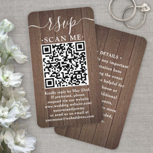 Carte De Visite 50 enveloppes en faux bois marron pour RSVP QR mar
