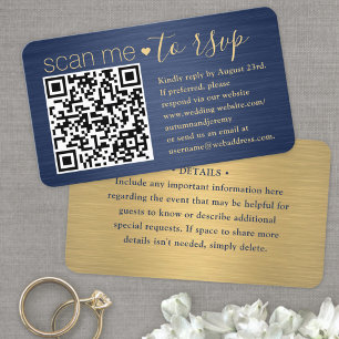 Carte De Visite 50 Paquet Scannez Moi QR RSVP Mariage Bleu et Or