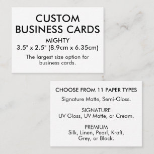 Carte De Visite 50 x MIGHTY Format 3.5" x 2.5" la plus grande tail