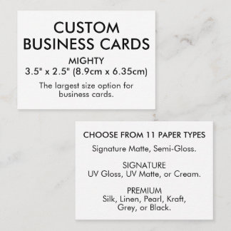 Carte De Visite 50 x MIGHTY Format 3.5" x 2.5" la plus grande tail
