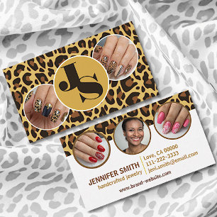 Carte De Visite 5 Photos Nails Modèle Empreinte de léopard Rockabi