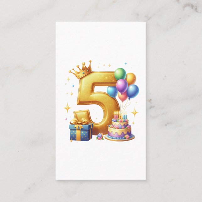 Carte De Visite 5ème anniversaire en or (Devant)