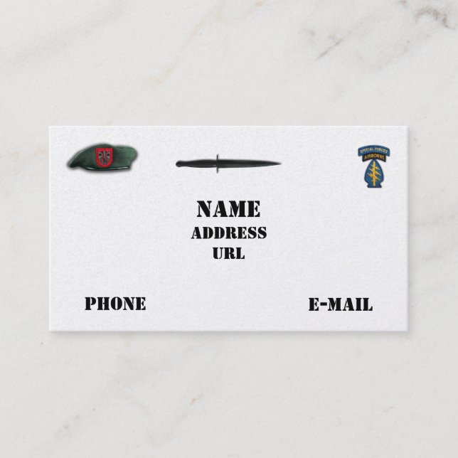 Carte De Visite 7e bataillon des forces spéciales des bérets verts (Devant)