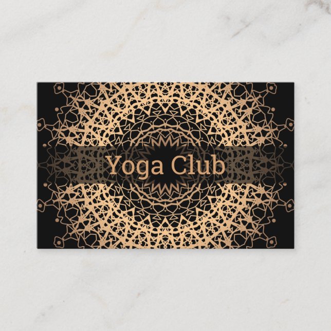 Carte De Visite 9. Centre de yoga, yoga, sports, Mandala d'or (Devant)