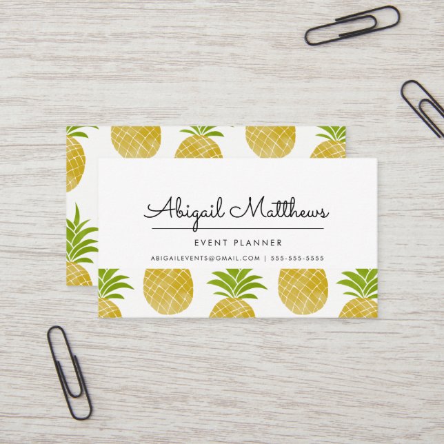 Carte de visite à ananas (Devant/Arrière en situation)