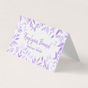 Carte de visite à aquarelle violet à plis floraux