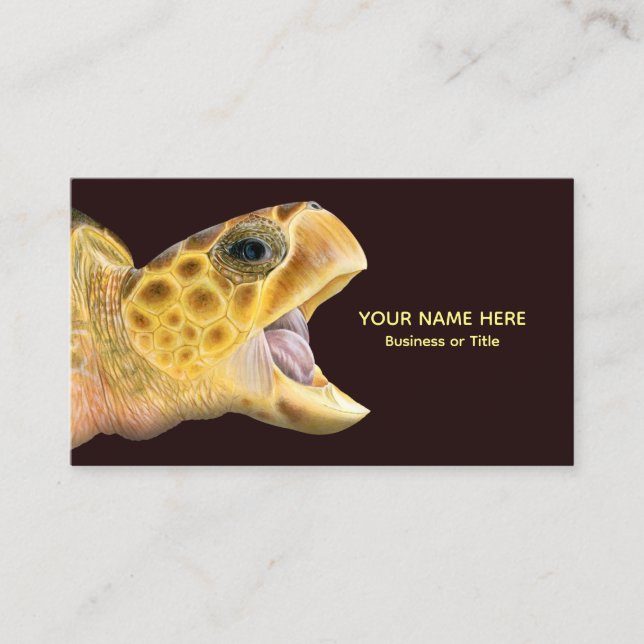 Carte de visite à bouche ouverte de la tortue luth (Devant)