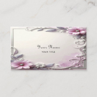 Carte de visite à cadre floral rose