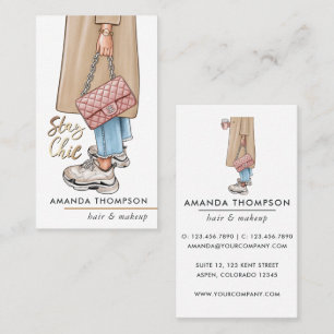 Carte de visite à café rose fille