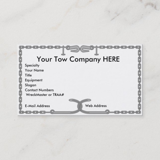 Carte de visite à chaînes de remorquage (Devant)