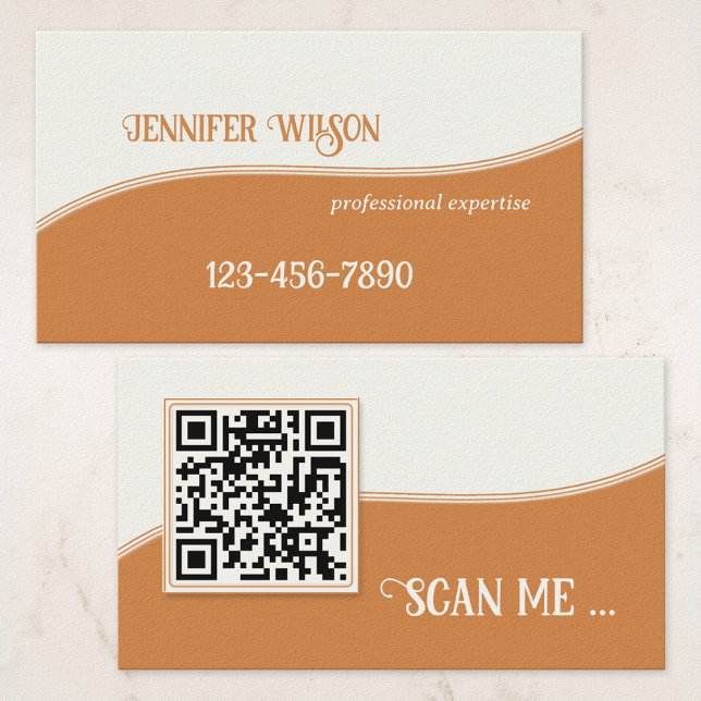 Carte de visite à code QR en terre cuite minimalis (Créateur téléchargé)