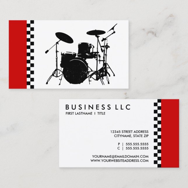 Carte De Visite à damiers batterie. (Devant / Derrière)