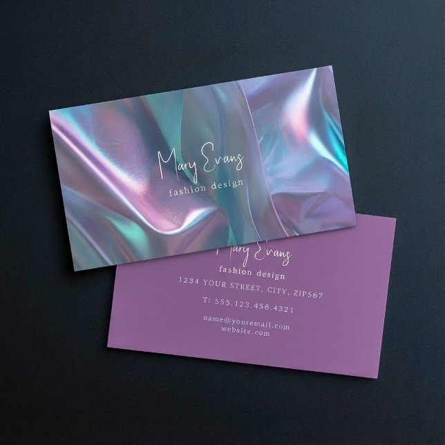 Carte de visite à effet de tissu holographique (Holographic fabric effect business card.)