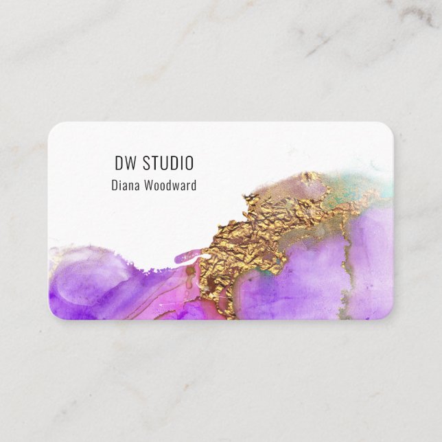 Carte de visite à encre rose moderne (Devant)