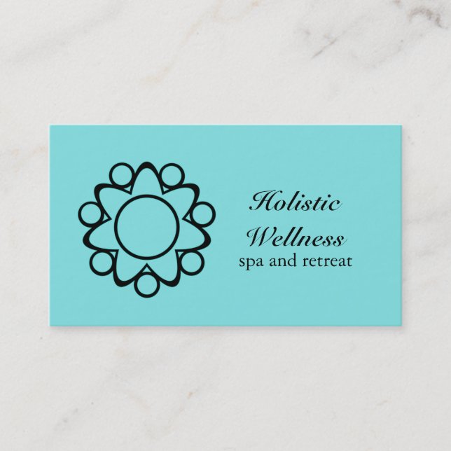 Carte de visite à Fleur calme, Turquoise (Devant)