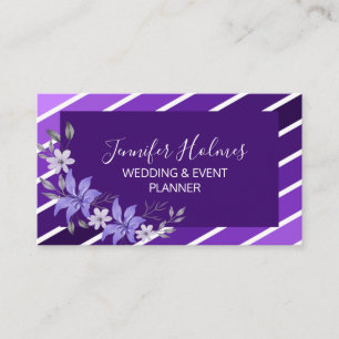 Carte de visite à fleurs chic violet blanc