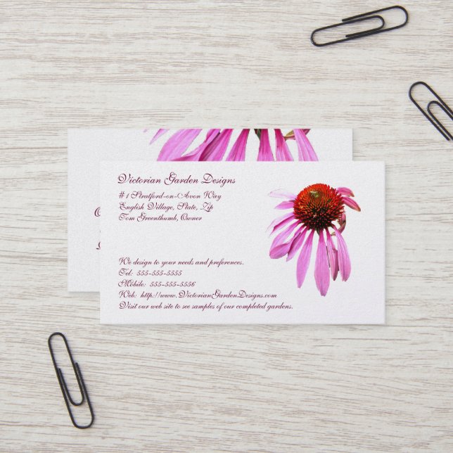 Carte de visite à fleurs de cône (Devant/Arrière en situation)