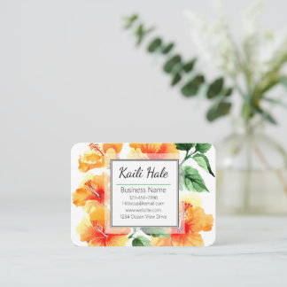 Carte de visite à fleurs d'Hibiscus orange avec co