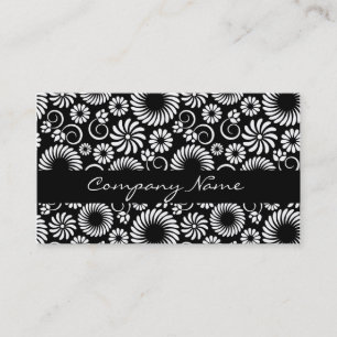Carte de visite à fleurs noir et blanc