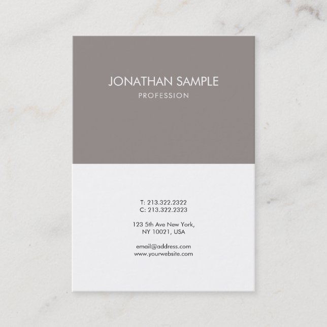 Carte De Visite À la mode blanc de brun simple élégant de (Devant)