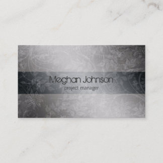 Carte de visite à la mode gris floral grunge