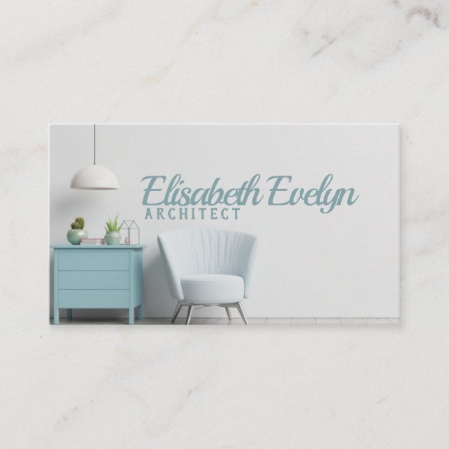 Carte De Visite A l'intérieur, un fauteuil sur un mur blanc vide (Devant)