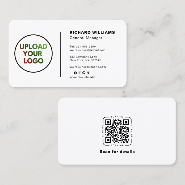 Carte de visite à logo personnalisé – Code QR des  (Devant / Derrière)