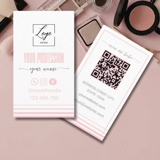 Carte de visite à logo rose et blanc Modern Blush (Créateur téléchargé)