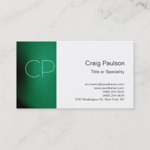 Carte de visite à monogramme blanc avec rayure ver
