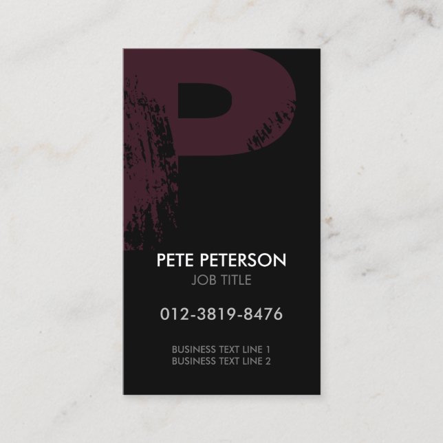 Carte de visite à monogramme lettre P (Devant)