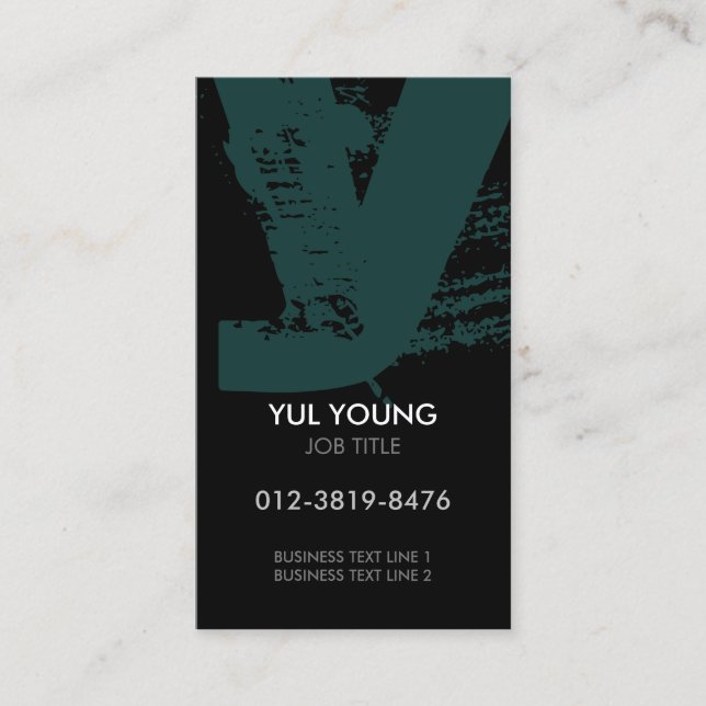 Carte de visite à monogramme lettre Y (Devant)