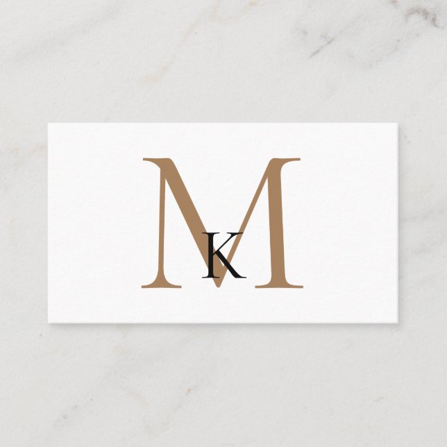 Carte de visite à monogramme noir et or (Devant)