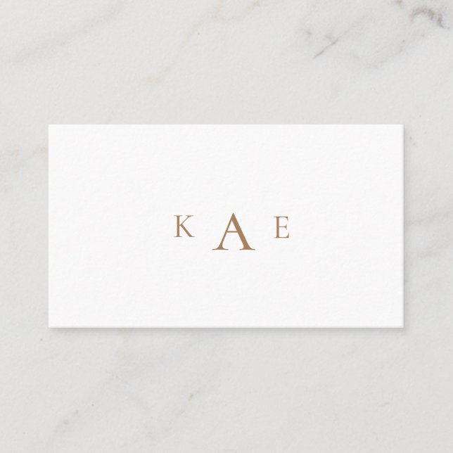 Carte de visite à monogramme simple or et blanc (Devant)