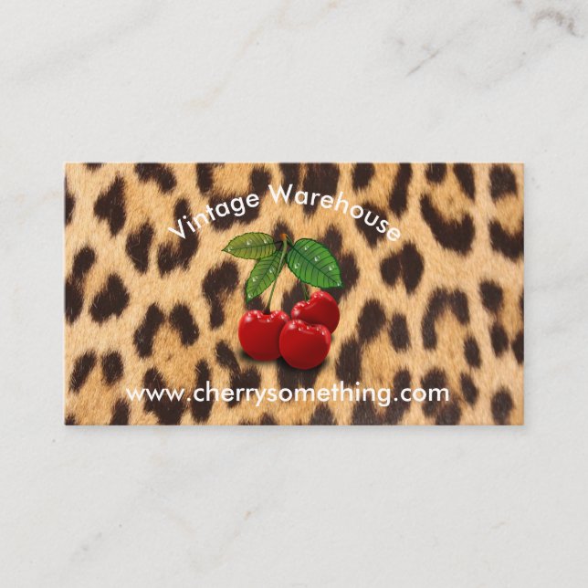 Carte de visite à motif cerise de style rétro vint (Devant)
