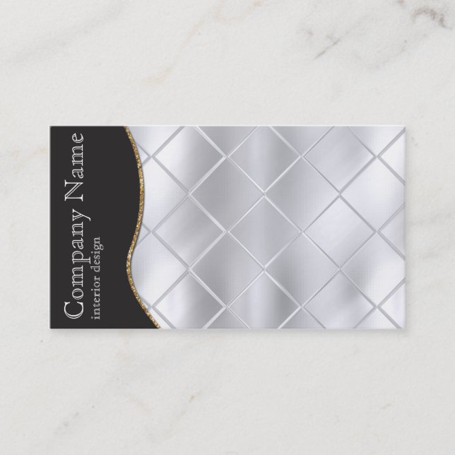 Carte de visite à motif diamant noir et argent (Devant)