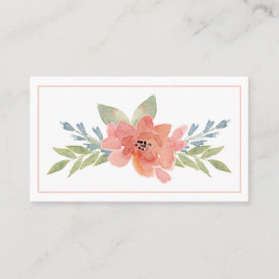 Carte de visite à motif floral pêche élégant aquar